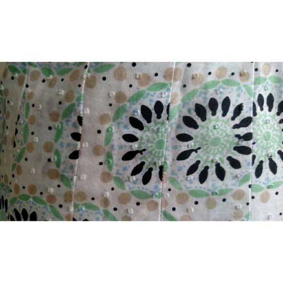 Ann Taylor LOFT Patterned Skirt Green White Tan A-Line Flare 0 - Picture 4 of 7